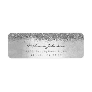 Silver Sparkly Glitter Silver Metallic Return Address Label