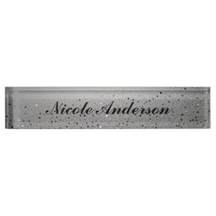 Silver Sparkly Glitter Sweet 16 Birthday Party Nameplate
