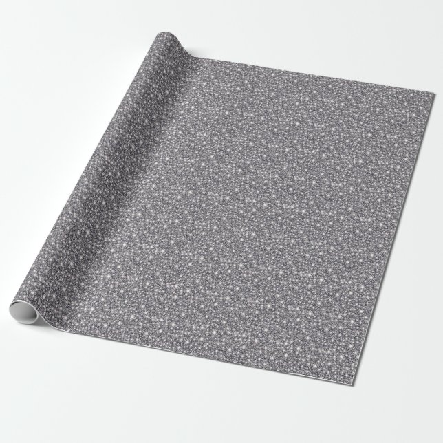 Silver Sparkly Glittery Vibrant Wrapping Paper (Unrolled)