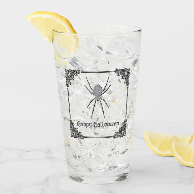 Silver Spider Halloween Glass (Front Ice)