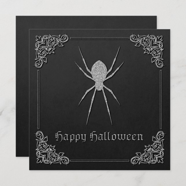 Silver Spider Halloween Greeting Card (Front/Back)