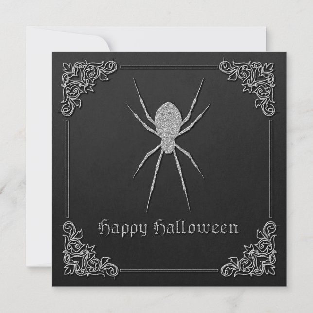 Silver Spider Halloween Invitation (Front)