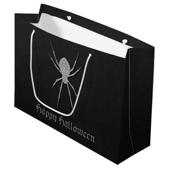 Silver Spider Halloween Large Gift Bag (Front Angled)