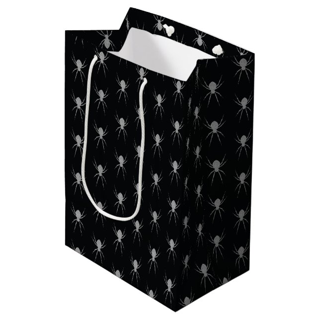 Silver Spider Halloween Medium Gift Bag (Front Angled)