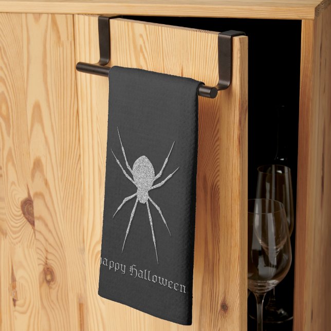 Silver Spider Halloween Tea Towel (Thirds Fold)
