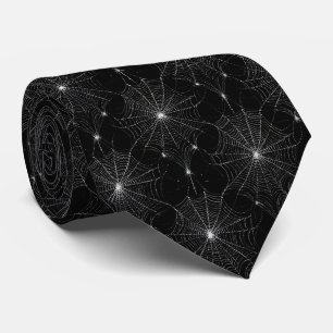 Silver Spiderweb Lace on Black Tie