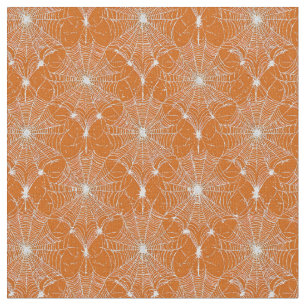 Silver Spiderweb Lace On Orange Fabric