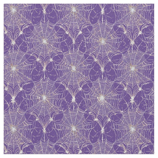 Silver Spiderweb Lace on Purple Fabric (Close Up)