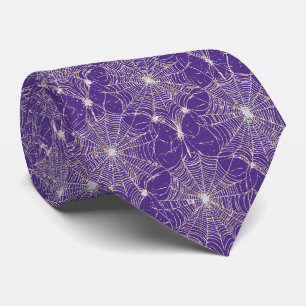 Silver Spiderweb Lace on Purple Tie