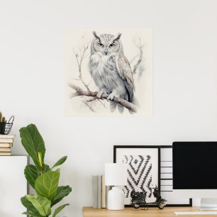 Silver Spirit Animal Owl  Poster