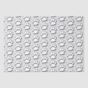 Silver Splatter Dog Paw Drawing Pattern Tissue Paper