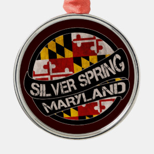 Silver Spring Maryland flag grunge round ornament