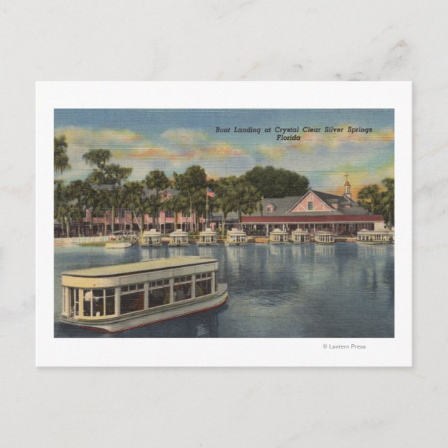 Silver Springs, FL - Waterfront View of Boat Postcard (Front)
