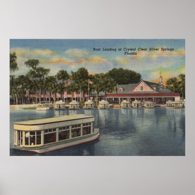 Silver Springs, FL - Waterfront View of Boat Poster (Front)