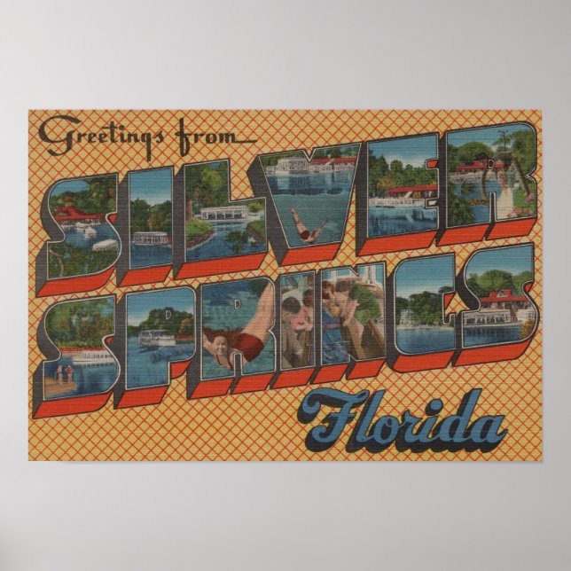 Silver Springs, Florida - Large Letter Scenes Poster (Front)