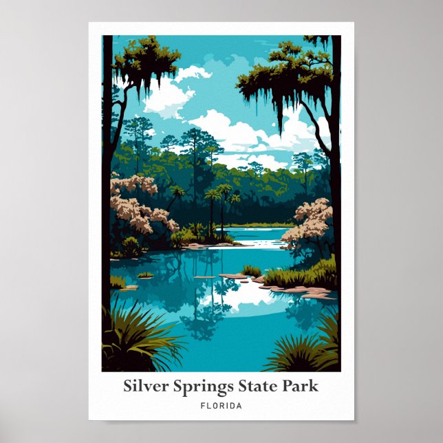 Silver Springs State Park Travel Art Vintage Poster (Front)
