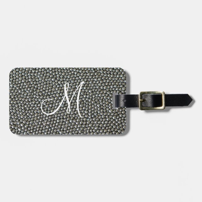 Silver Sprinkles Monogram Luggage Tag (Front Horizontal)