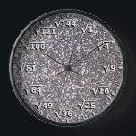 Silver Square Root Clock Math Mathematics Clock<br><div class="desc">square root clock, fun math wall clock, mathematics student classroom time, maths teacher class hours, number geek nerd humour, squareroot calculation school lesson, calculating calculations sums,  numbers, elementary primary secondary school, high school college university</div>