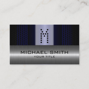 Silver Stainless Modern Blue Hole Steel Look Business Card