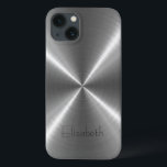 Silver Stainless Steel Metal iPhone 13 Case<br><div class="desc">Silver Stainless Steel Metallic. Please remove / change "Elizabeth" prior to purchase. Design is available on other products.</div>