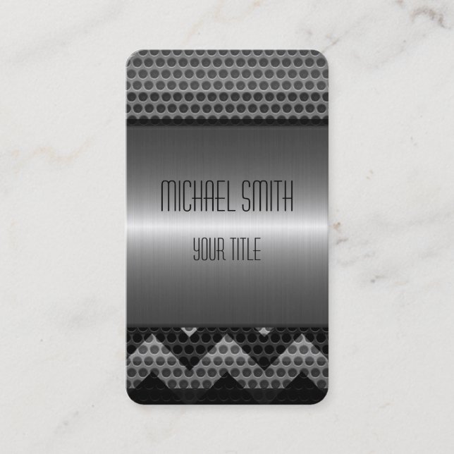 Silver Stainless Steel Metal Hole Business Card (Front)