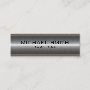Silver Stainless Steel Metal Look #5 Mini Business Card