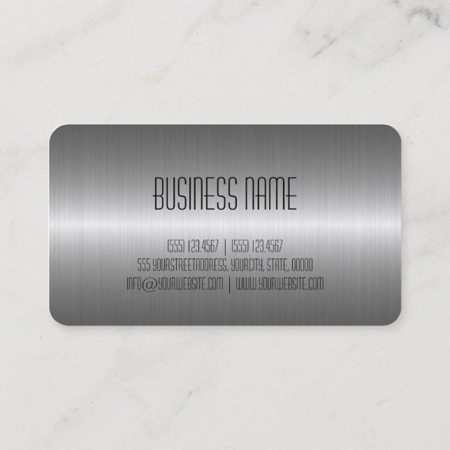 Silver Stainless Steel Metal Look Business Card (Back)