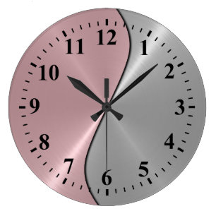 Silver Stainless Steel Metal Look Deco 5 Large Clock