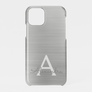 Silver Stainless Steel Monogram iPhone 11 Pro Case