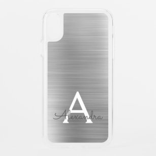Silver Stainless Steel Monogram iPhone XR Case