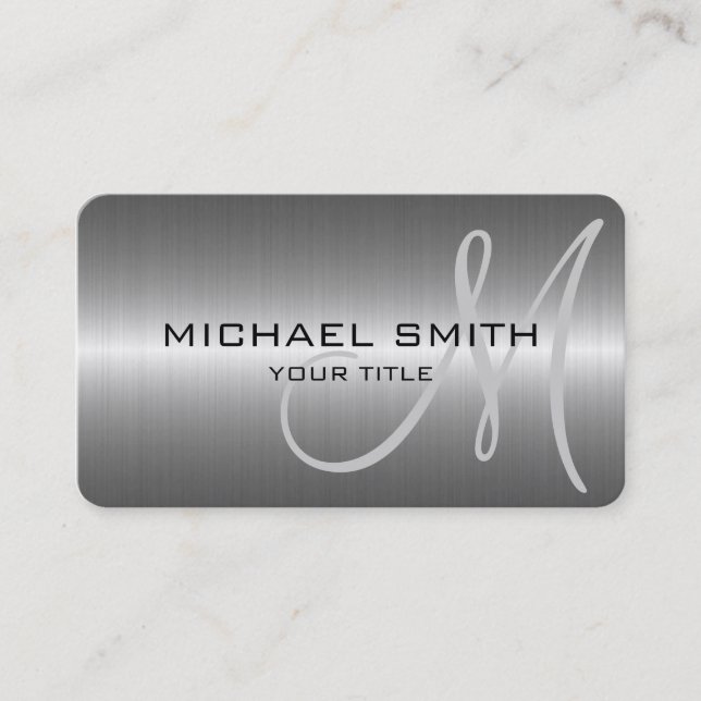 Silver Stainless Steel Print Metal Business Card (Front)