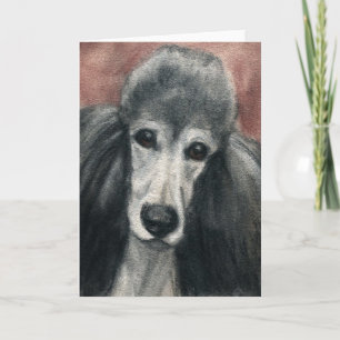 "Silver Standard Poodle" Dog Art Blank Notecards