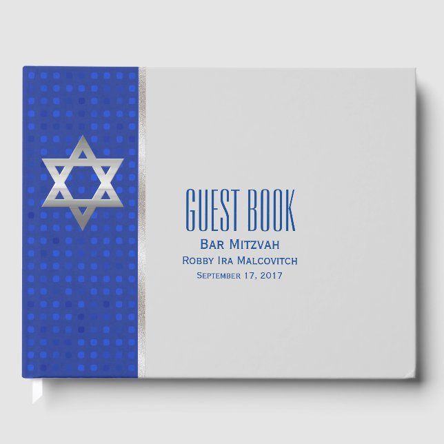 Silver Star of David Bar Mitzvah Guest Book (Front)