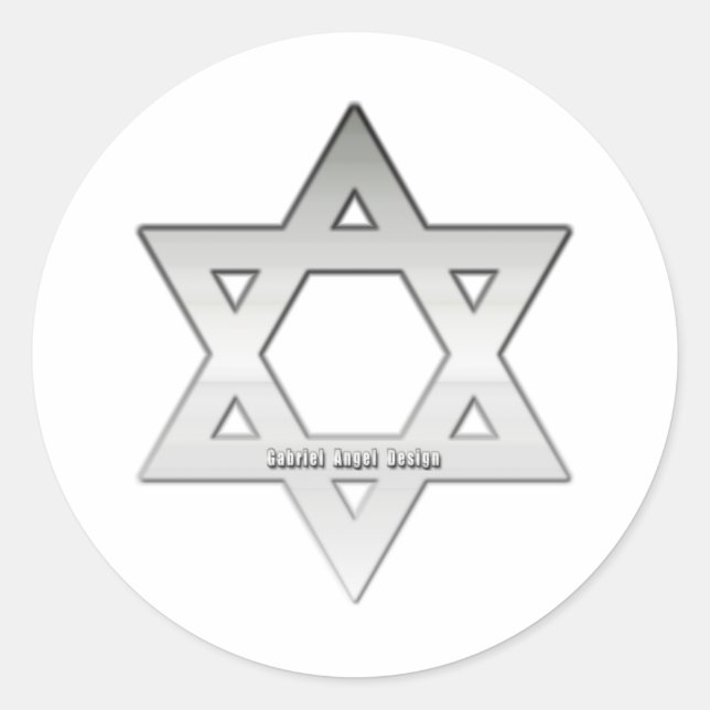 Silver Star of David Classic Round Sticker (Front)
