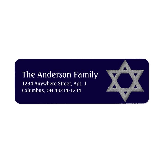 Silver Star of David Hanukkah Address Labels d3 (Front)