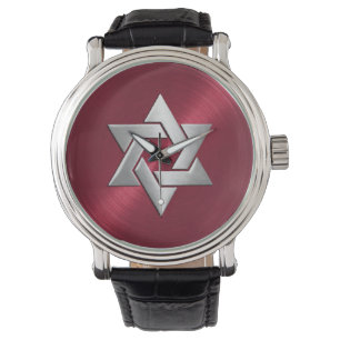 Silver Star of David on Red Watch