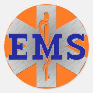 Silver Star of Life with Blue EMS Classic Round Sticker