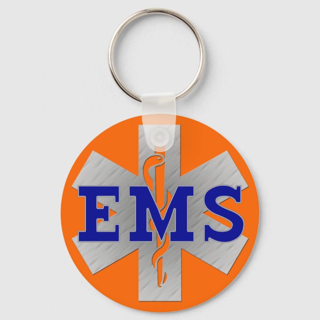 Silver Star of Life with Blue EMS Key Ring (Front)