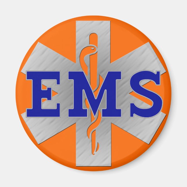 Silver Star of Life with Blue EMS Magnet (Front)