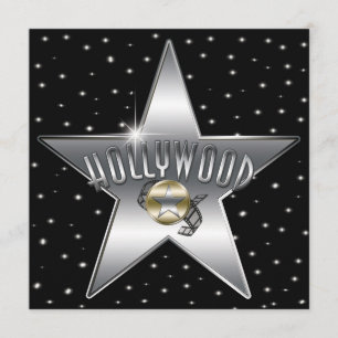 Silver Star Old Retro Hollywood Sparkle Invitation