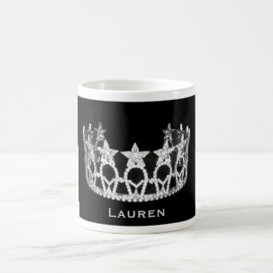 Silver Star Pageant Crown Personalised Name Mug