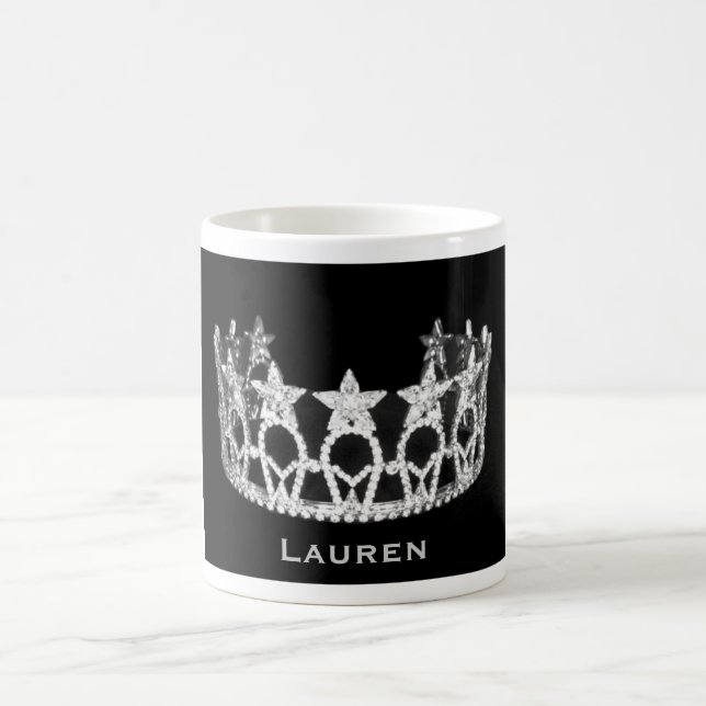 Silver Star Pageant Crown Personalised Name Mug (Center)