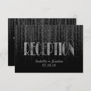 Silver Star Shower and Black - Reception Invitation
