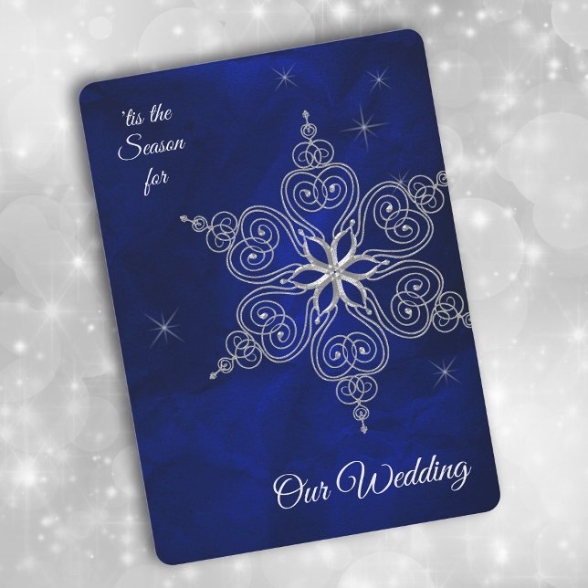 Silver Star Snowflake Winter Sky Wedding Invitation (Creator Uploaded)