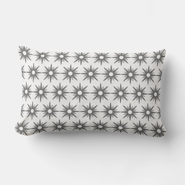 Silver Starburst Mid-Century Modern Lumbar Cushion (Front)