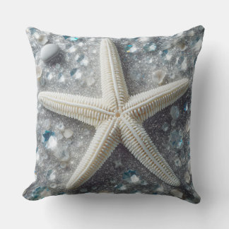 Silver Starfish Sparkle Pillow