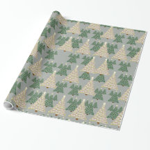 Silver Starlit Christmas Tree Wrapping Paper