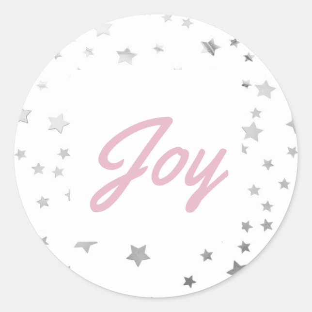 Silver Starry Joy Christmas Holiday Classic Round Sticker (Front)