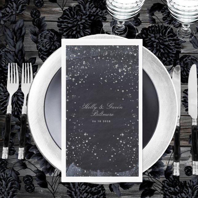 Silver Starry Night Wedding Long Napkin (Creator Uploaded)