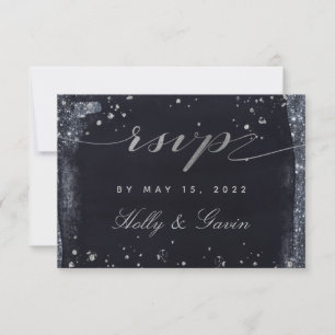 Silver Starry Night Wedding Mail-In RSVP Card